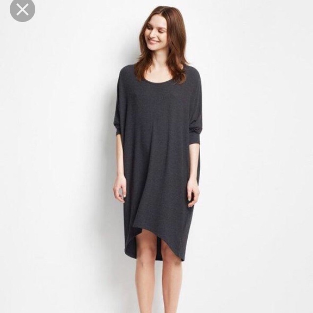 Gray melange 3/4 length sleeve dress